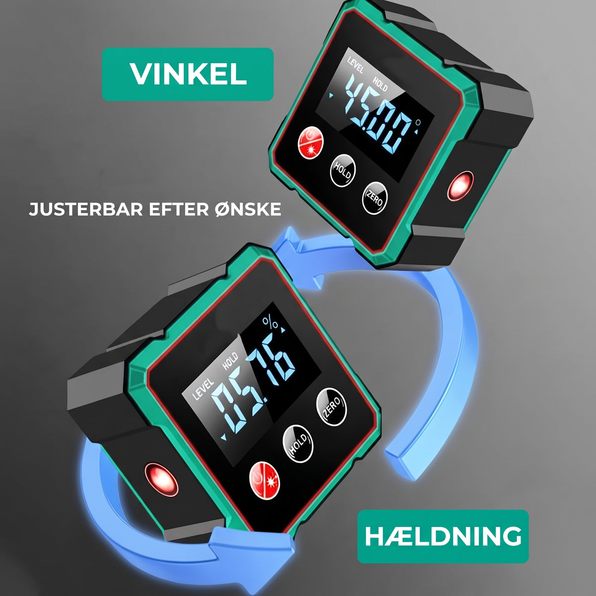 Firesidet magnetisk digital vinkelmåler med laser