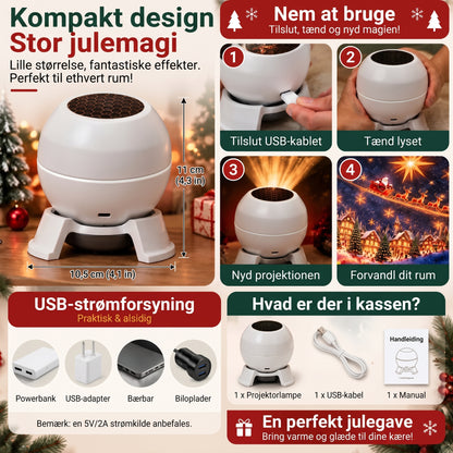 USB-juleprojektor til vægge og loft