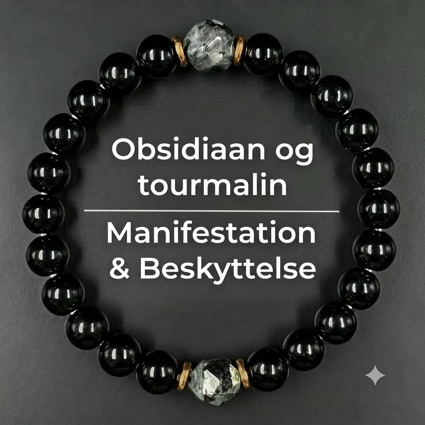 Beskyttende armbånd med obsidian og turmalin