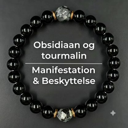 Beskyttende armbånd med obsidian og turmalin
