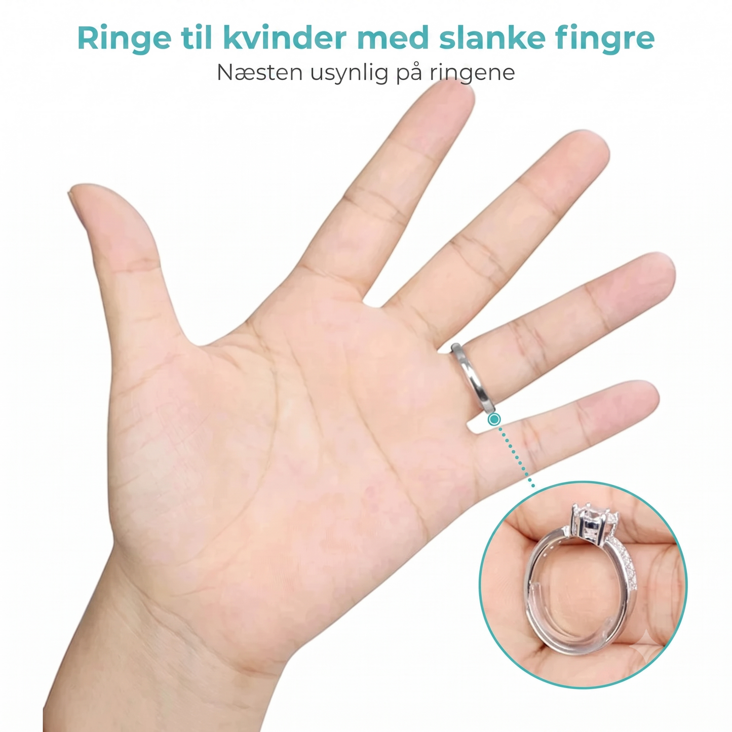 Usynlige ringstørrelsesjusterere, sæt med 8