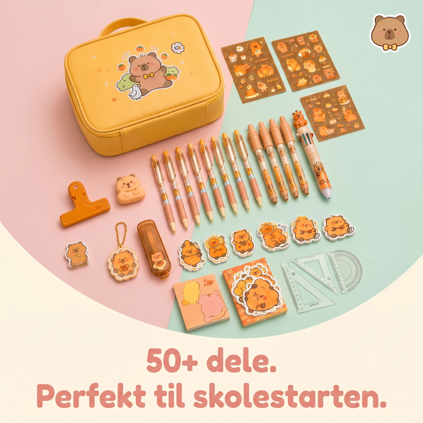 Capybara organizer skolesæt, 50 dele