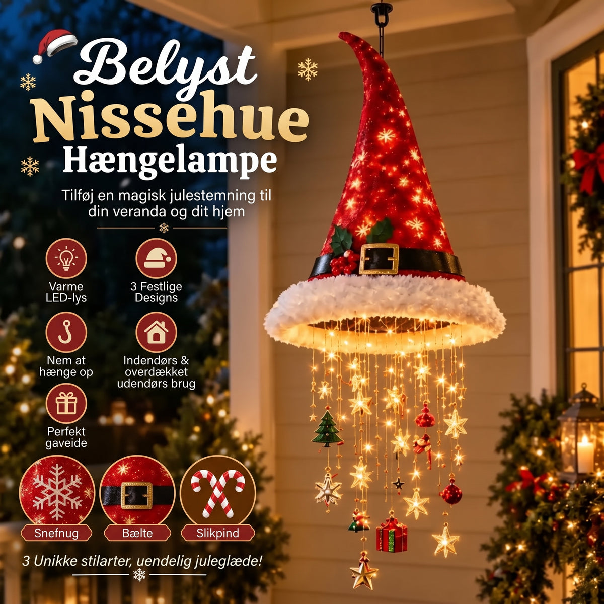 LED-julehue-lysekrone til juledekoration