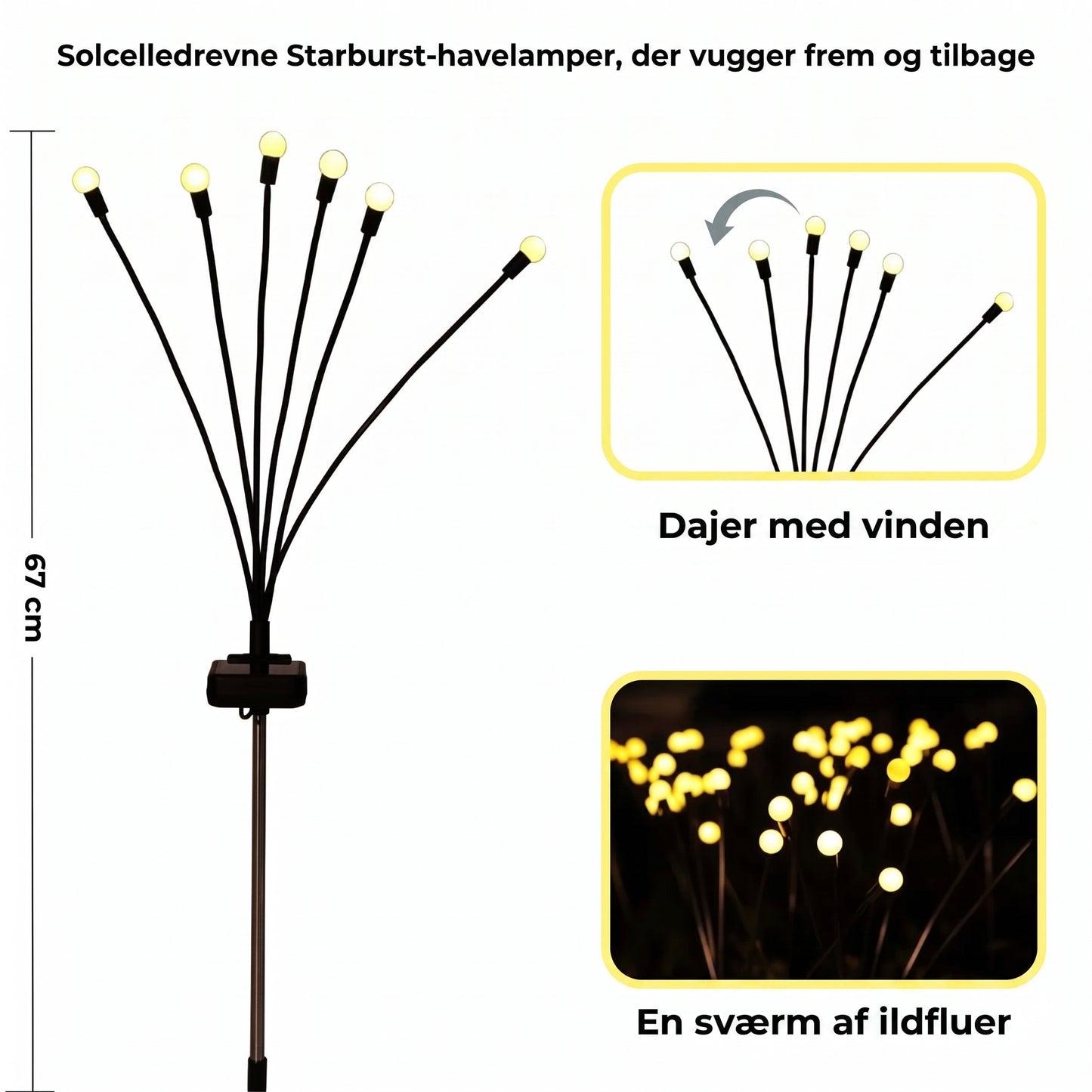 Solcellehavelamper med ildflueeffekt