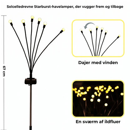 Solcellehavelamper med ildflueeffekt