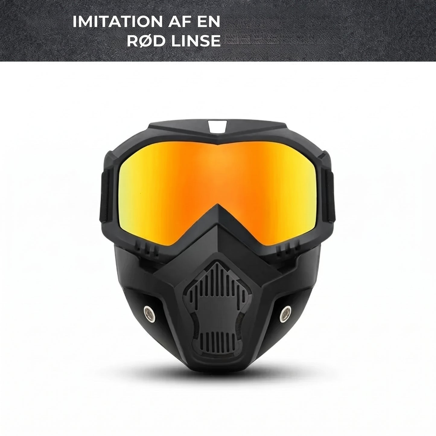 Helmaske med ridsefaste sportsbriller