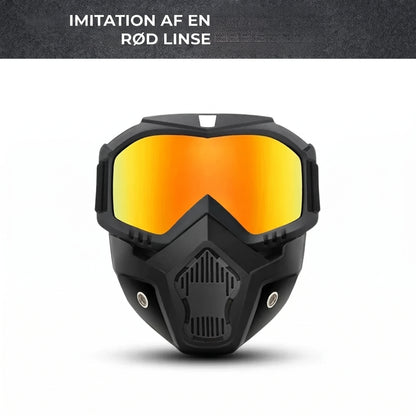 Helmaske med ridsefaste sportsbriller