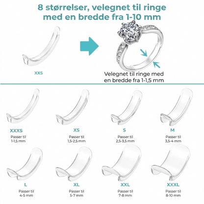 Usynlige ringstørrelsesjusterere, sæt med 8