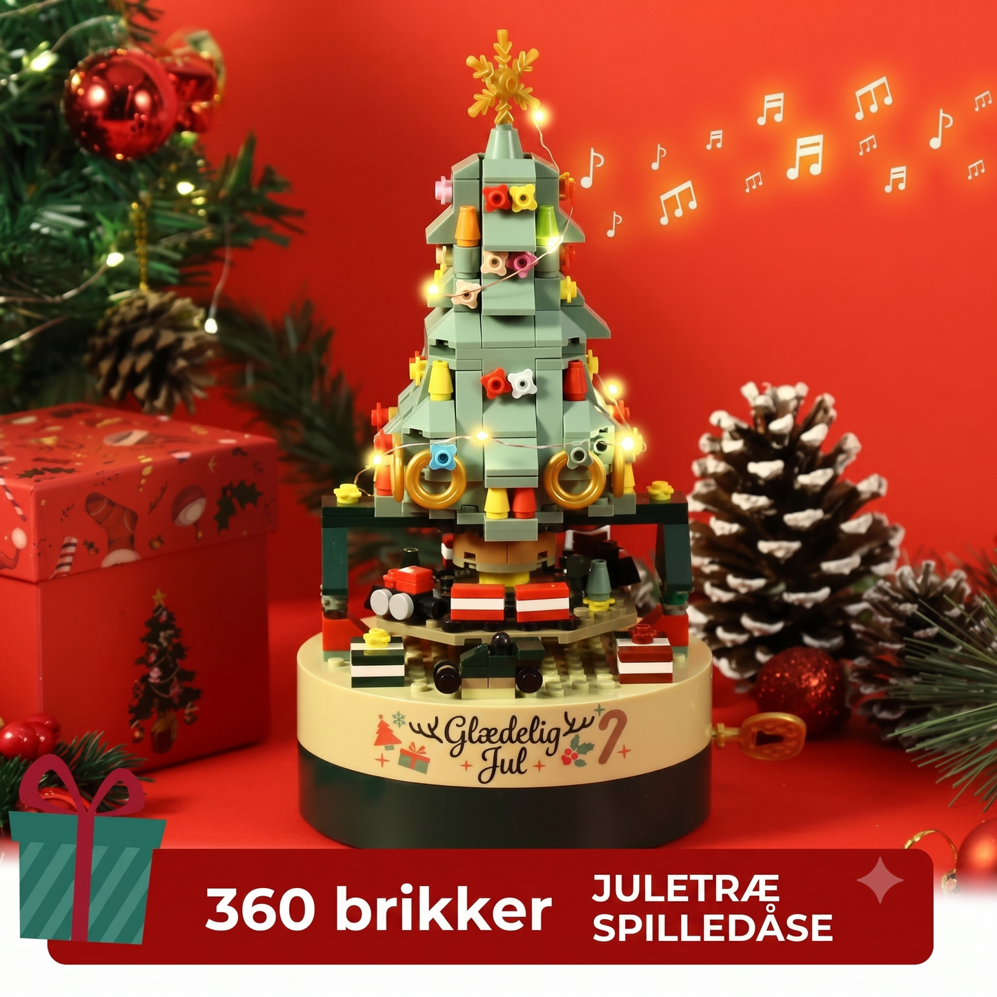 Bevægelig juletræ af byggesten