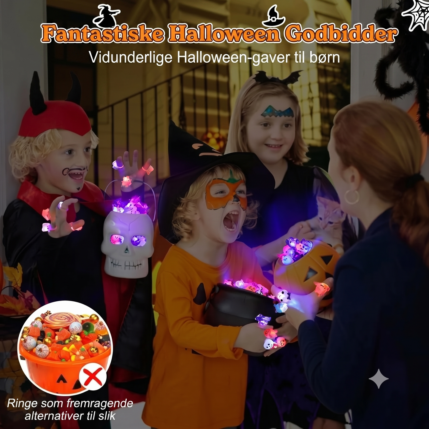 Sæt med 50 Halloween LED-ringe
