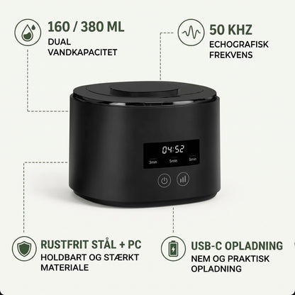 Genopladelig ultralydsrenser til bideskinner og retainere