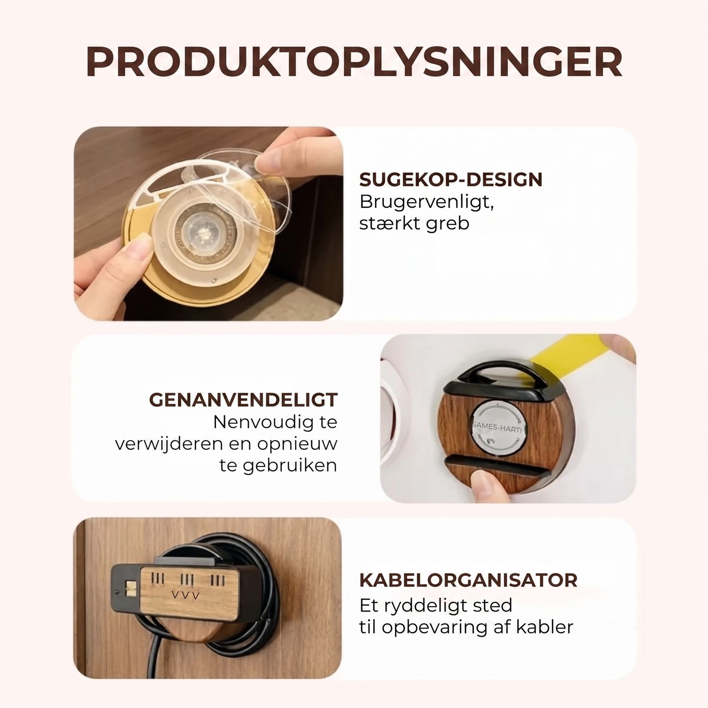 Kabelholder med sugekop