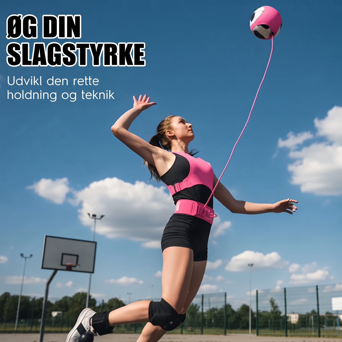 Volleyballtræner med hoftebælte og 2 håndtrænere