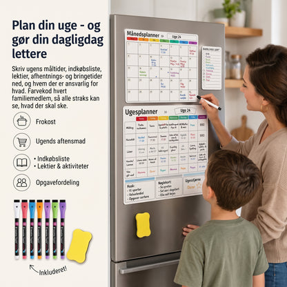 Magnetisk familieplanlægger til måned uge og dag