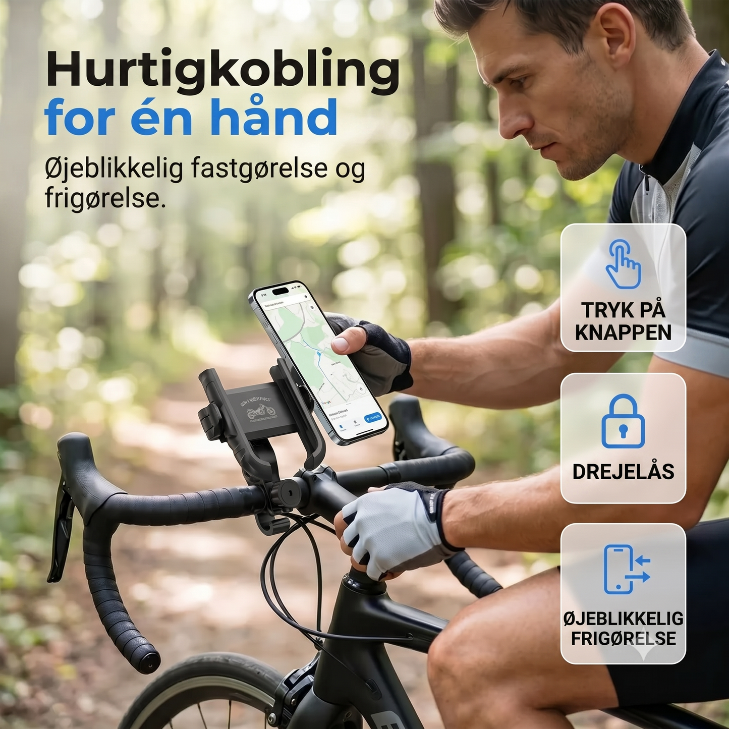 Cypkelholder med klikmontering og sikker lås