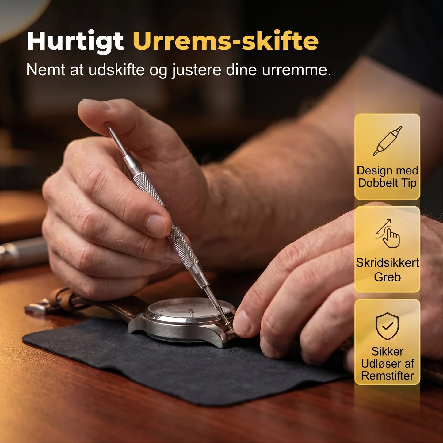 Urreparationssæt til udskiftning af rem og batteri