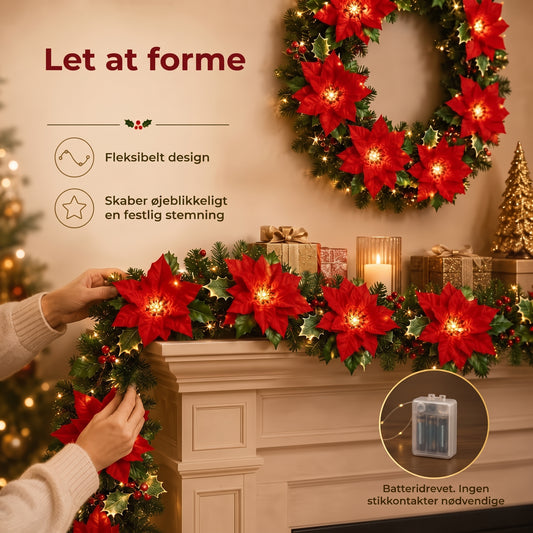 LED-juleblomsterguirlande til juledekoration