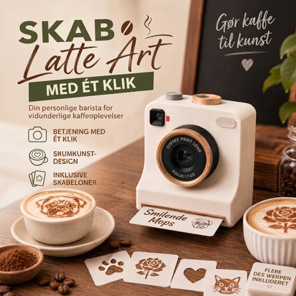 Retro Coffee Art Camera mekanisk latte skabelonprinter