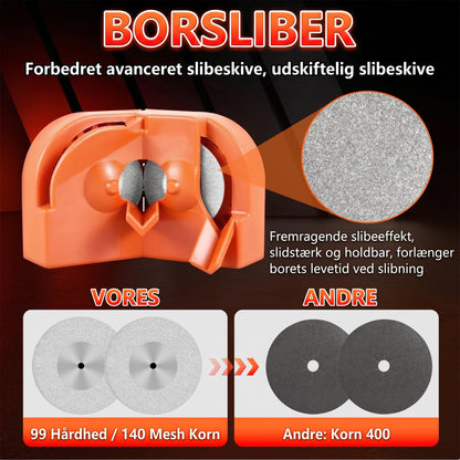 Multifunktionel boresliber med diamantslibeskiver til bor og knive