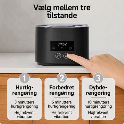 Genopladelig ultralydsrenser til bideskinner og retainere