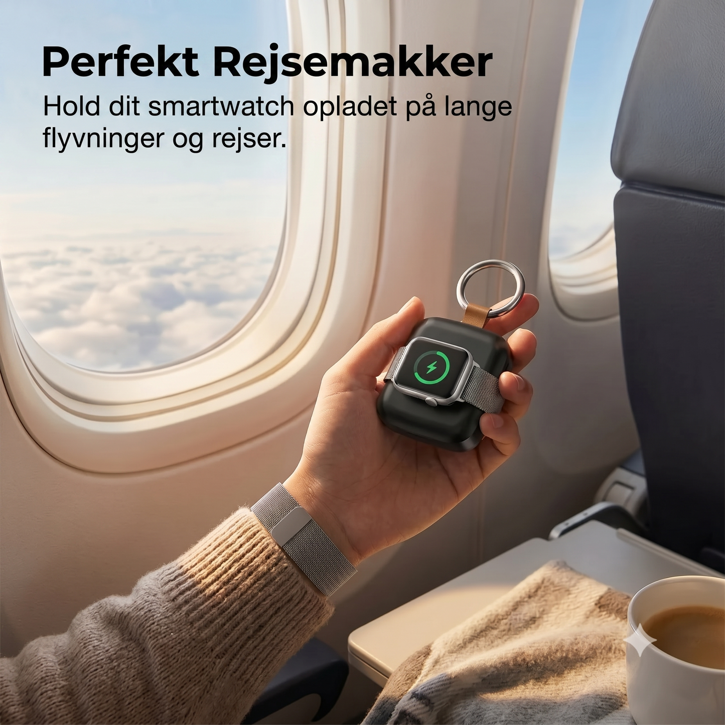 Kompakt magnetisk 1200 mAh smartwatch powerbank med nøglering