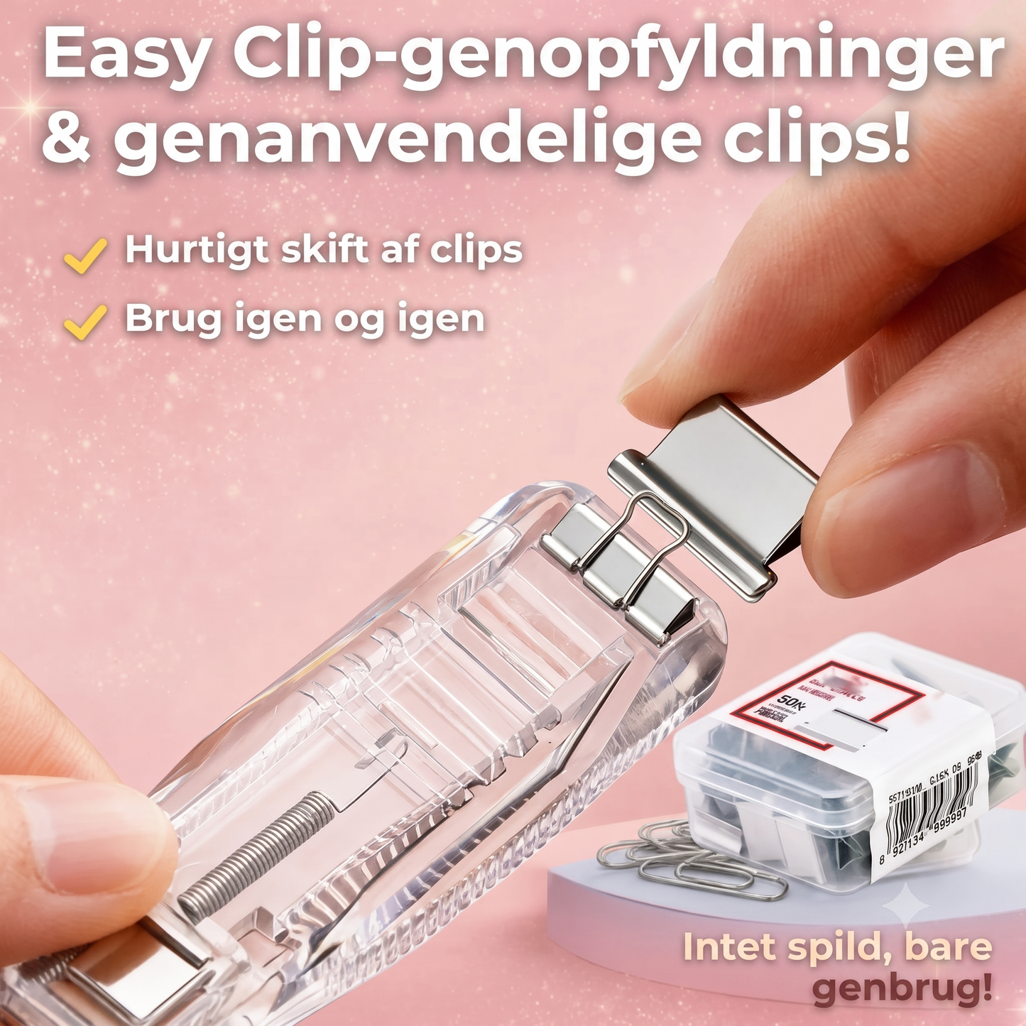 Bindeclypsmaskine med 50 clips