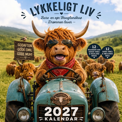 Sjov skotsk højlandskvæg-vægkalender 2027 A4