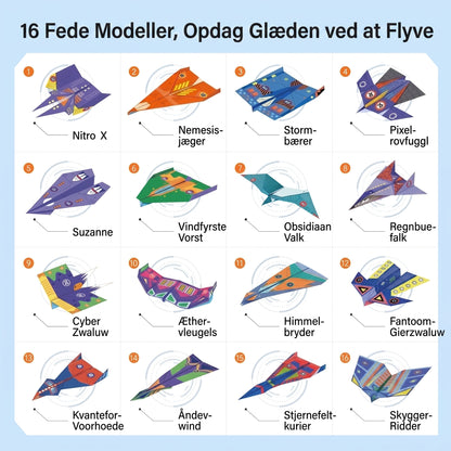 Byggesæt til papirfly med 10 modeller