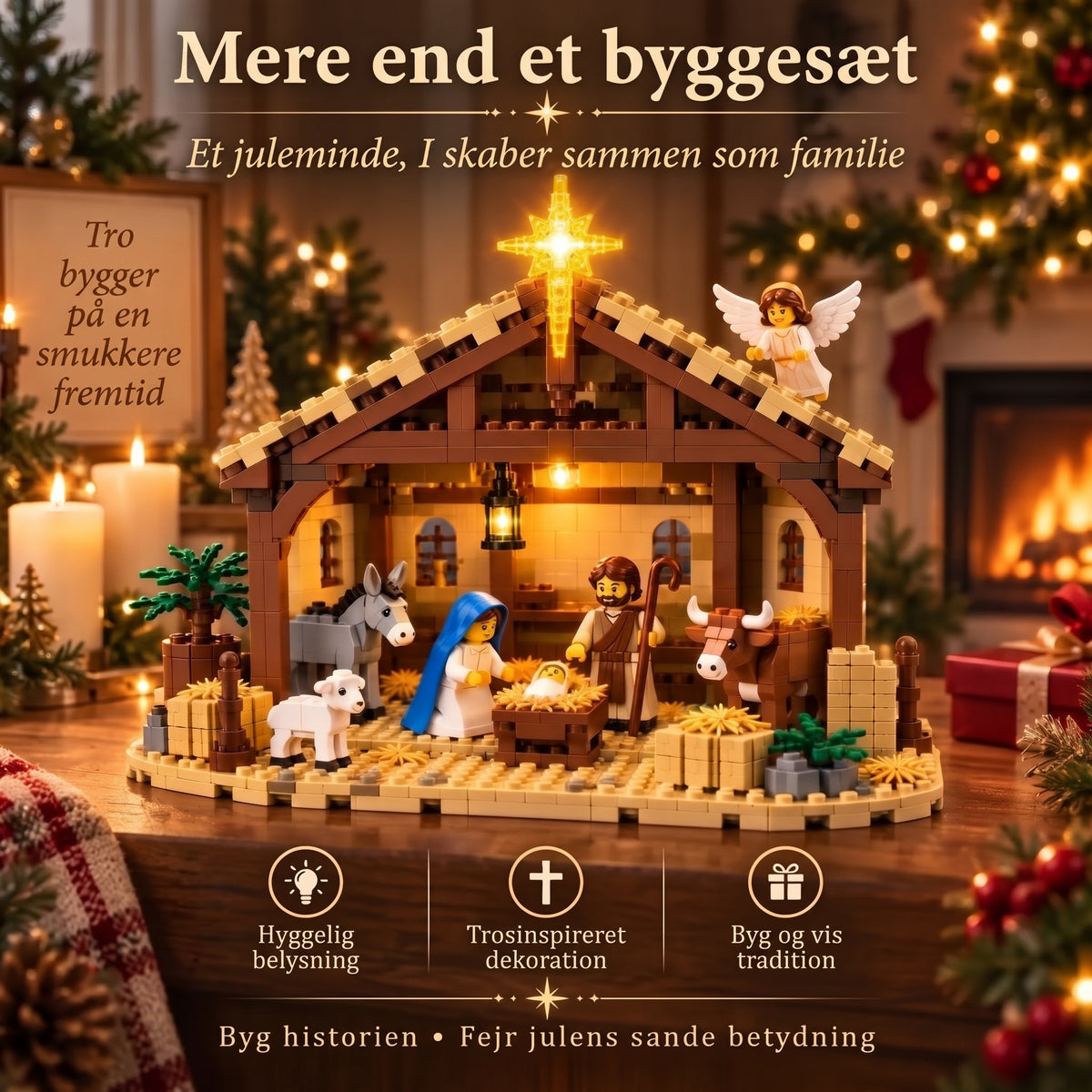 Julekrybbe byggesæt med byggeklodser