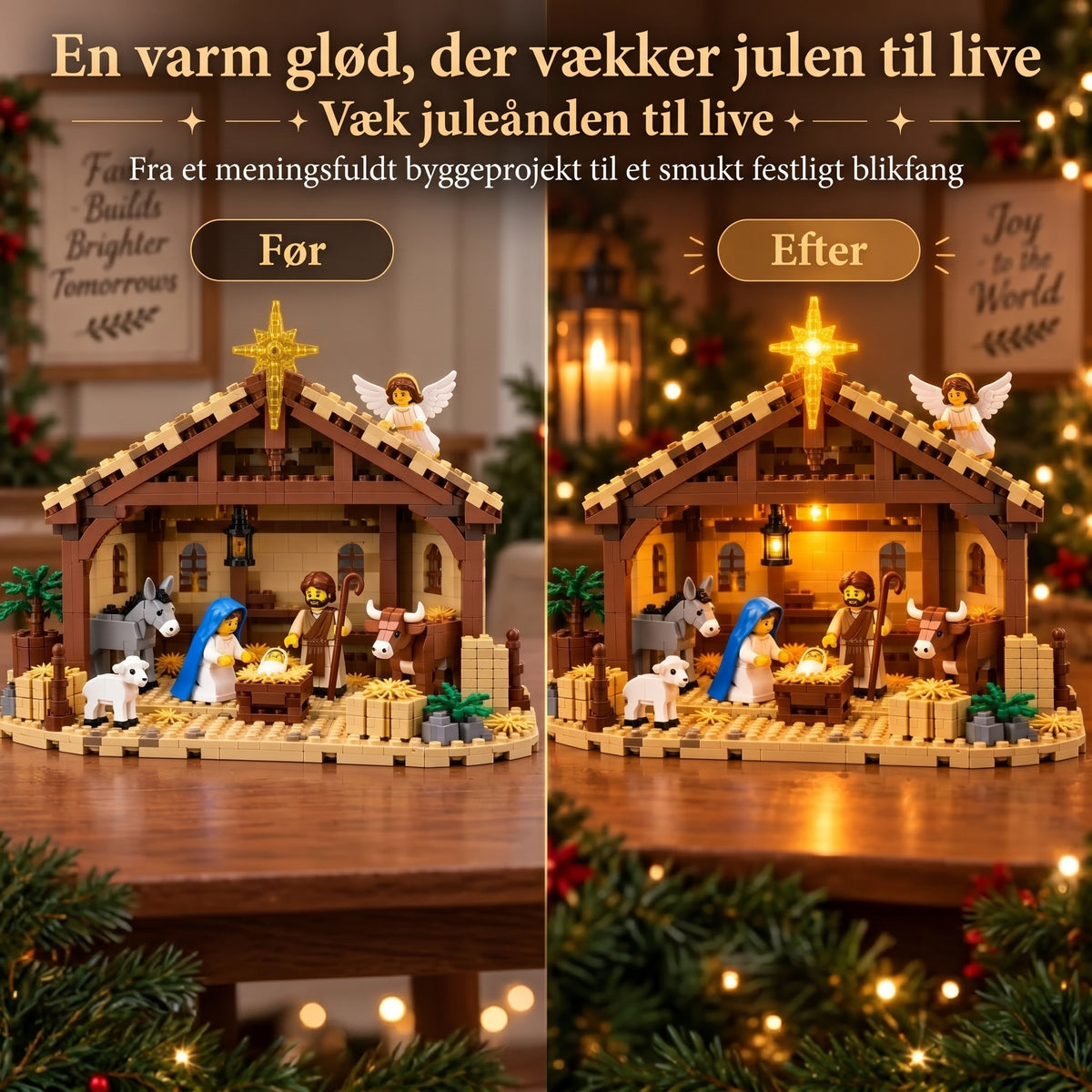 Julekrybbe byggesæt med byggeklodser