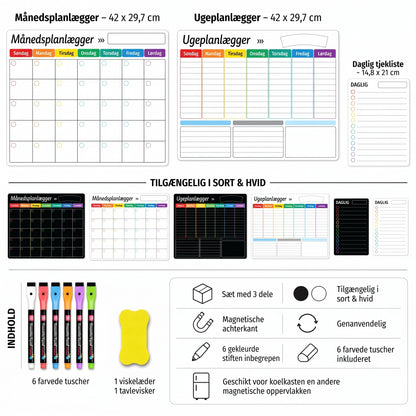 Magnetisk familieplanlægger til måned uge og dag