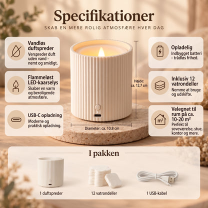 Genopladelig duftspreder med LED-belysning