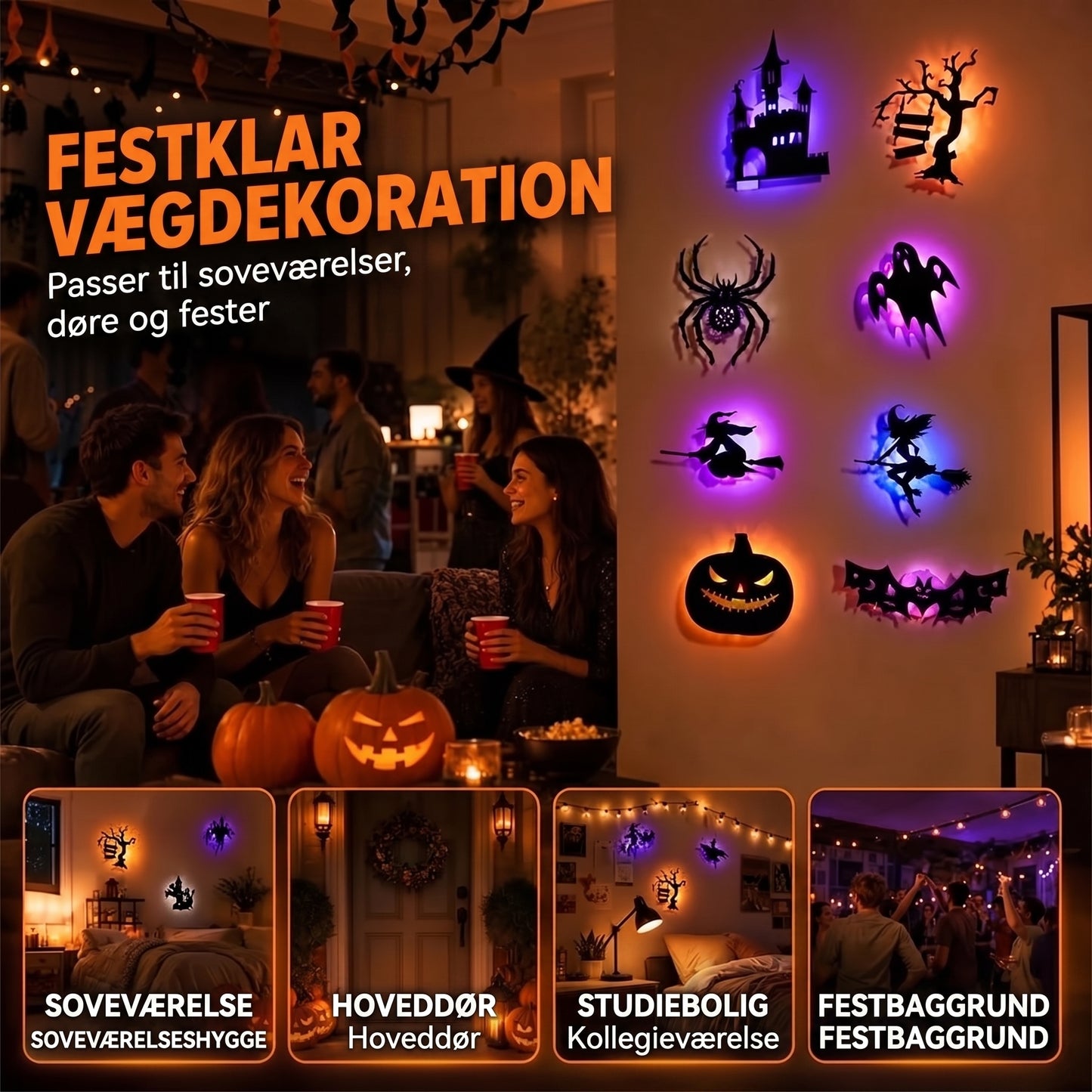Selvlysende Halloween-vægklistermærker