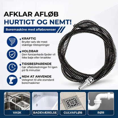 Afløbsrenserfjeder til boremaskine
