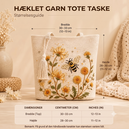 BeeBelle™ hæklet mulepose med bier og blomster