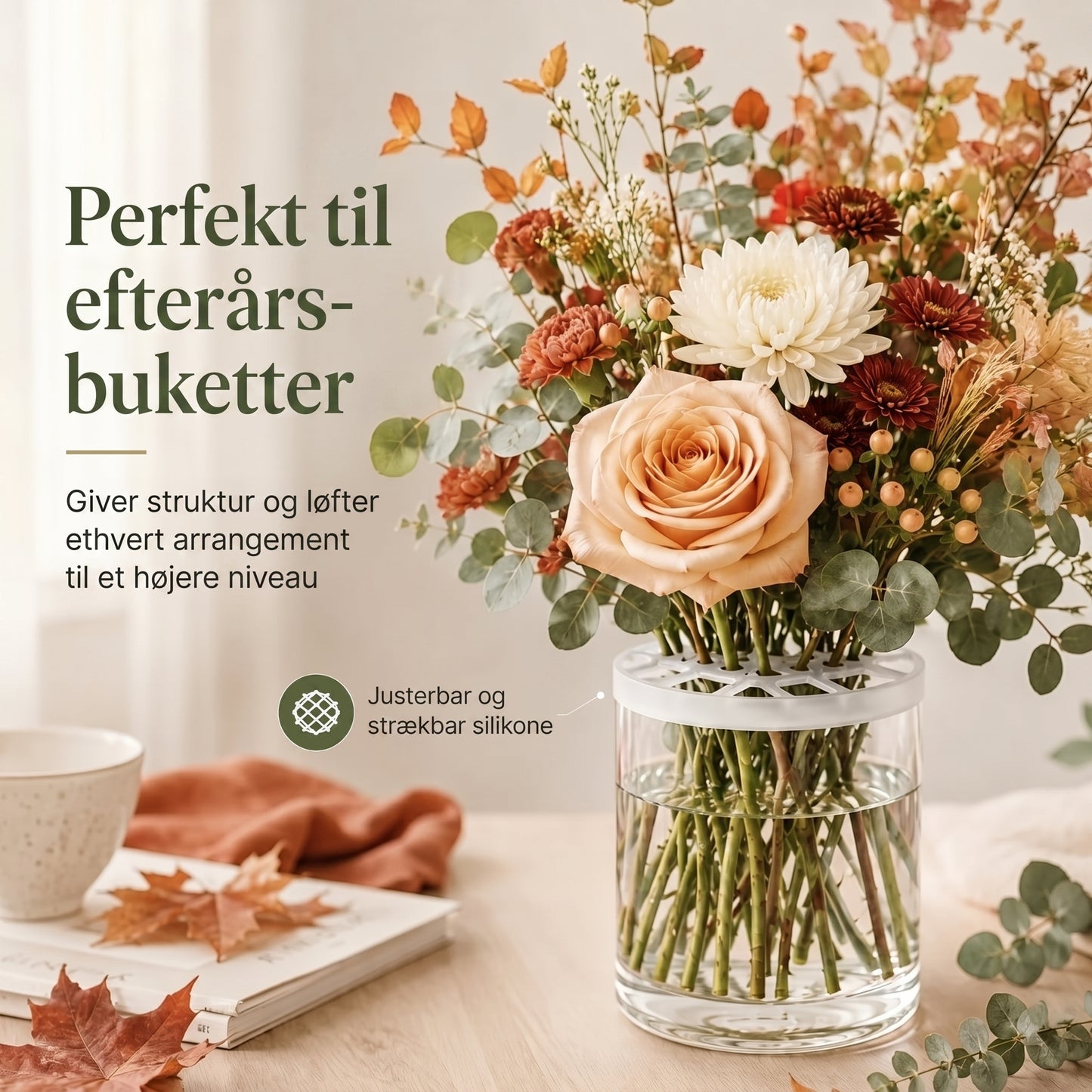 BlomFix strækbare silikone blomsterholdere, sæt med 4