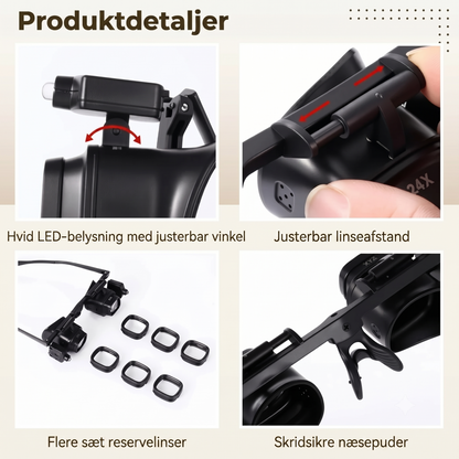 LED-forstørrelsesglas med justerbar holder