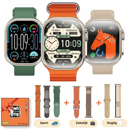 Smartwatch med HD AMOLED skærm og 7 remme