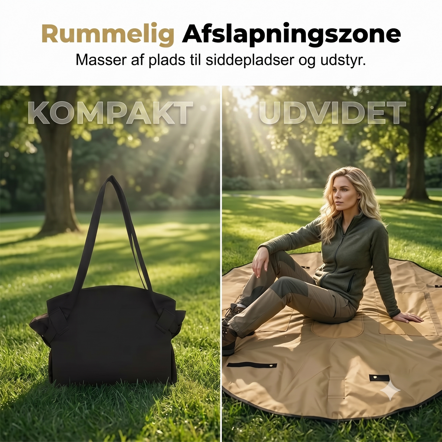 Vandtæt rejsetaske og picnicmat 2-i-1