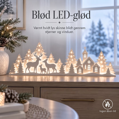 2-delt LED-juledekoration med rensdyr og landsby