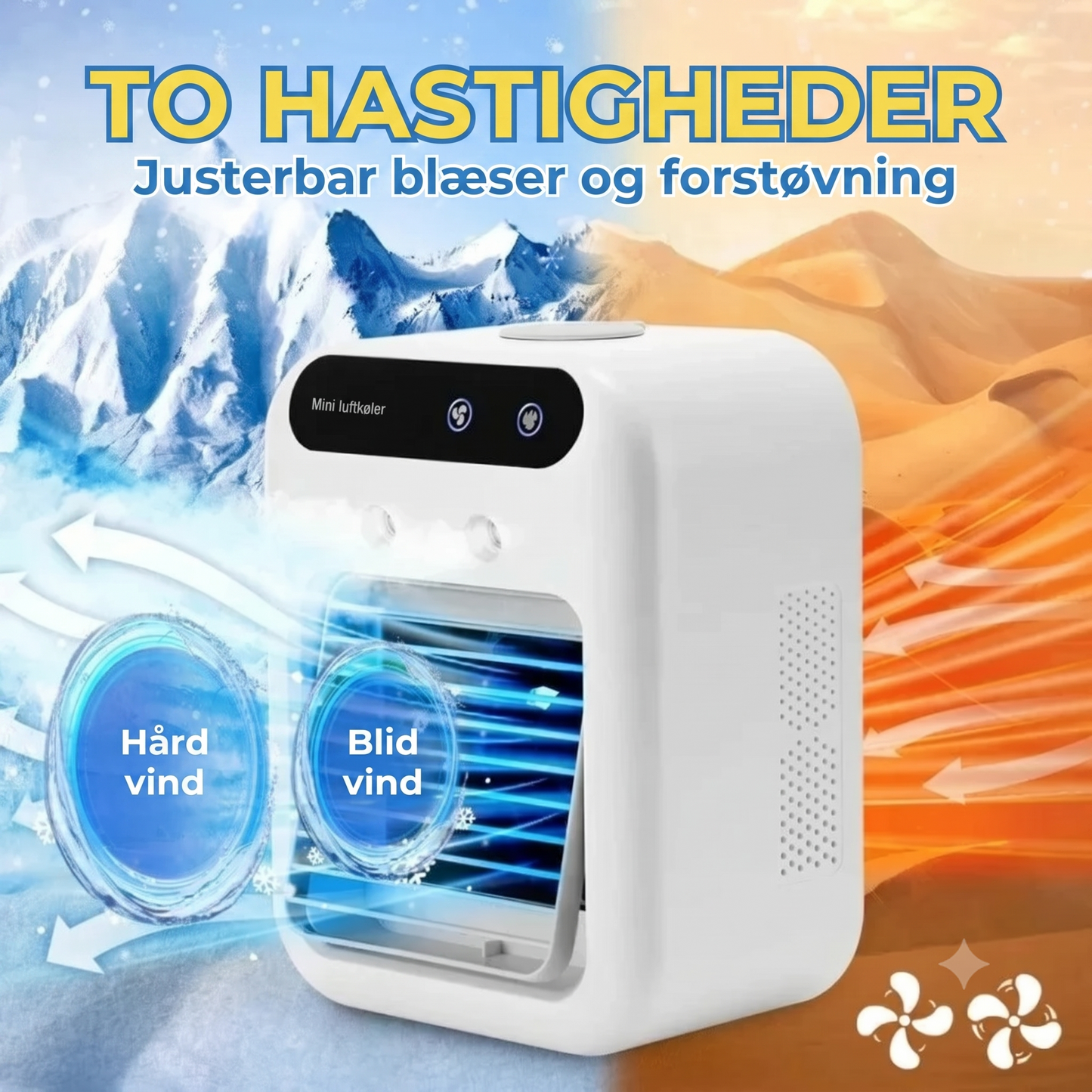 Bærbar 3-i-1 airconditioner med trådløs køling og frisk luft