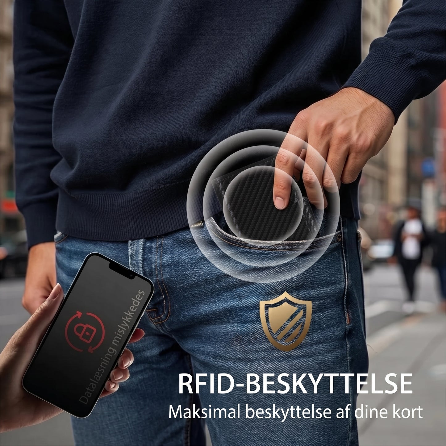 Slank herrepung med RFID-beskyttelse