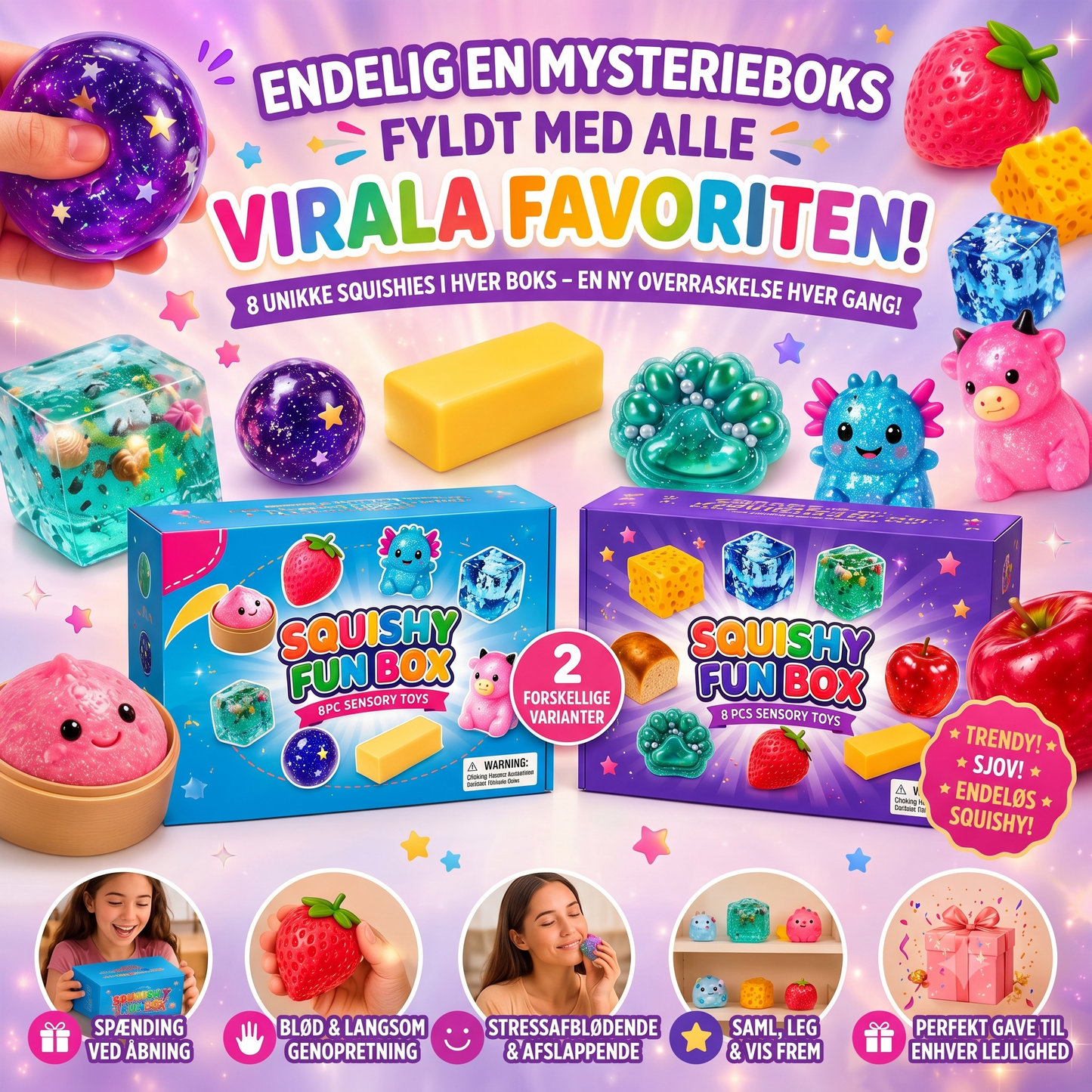 Squishy Fun Box mystery box med 8 squishies