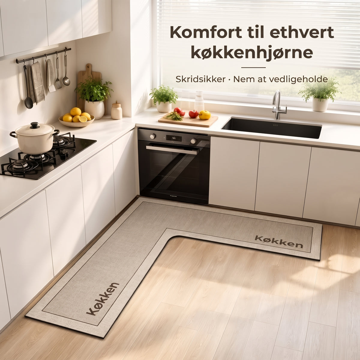 L-formet absorberende skridsikker køkkenmåtte