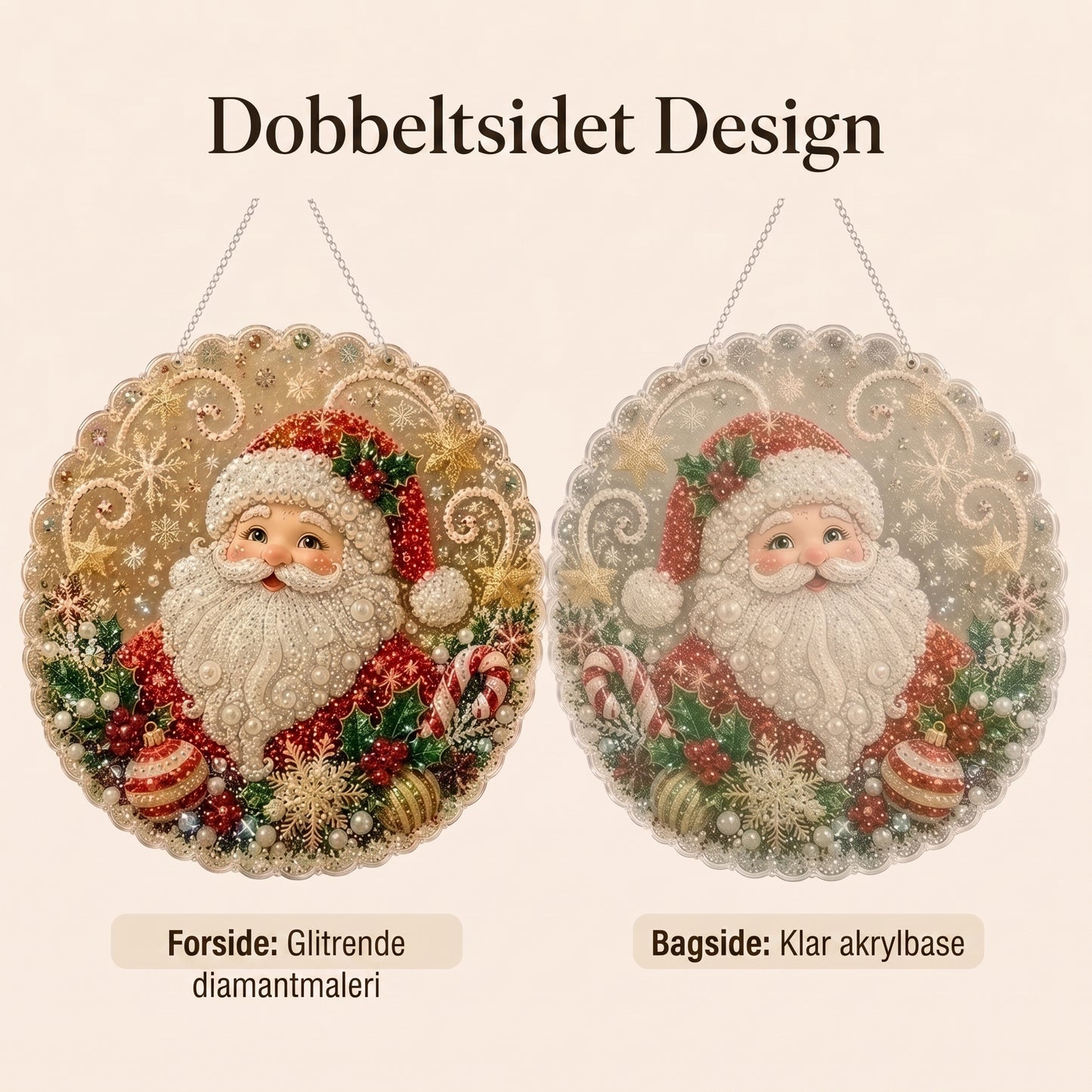 DIY-diamantkunst juleophæng med perler