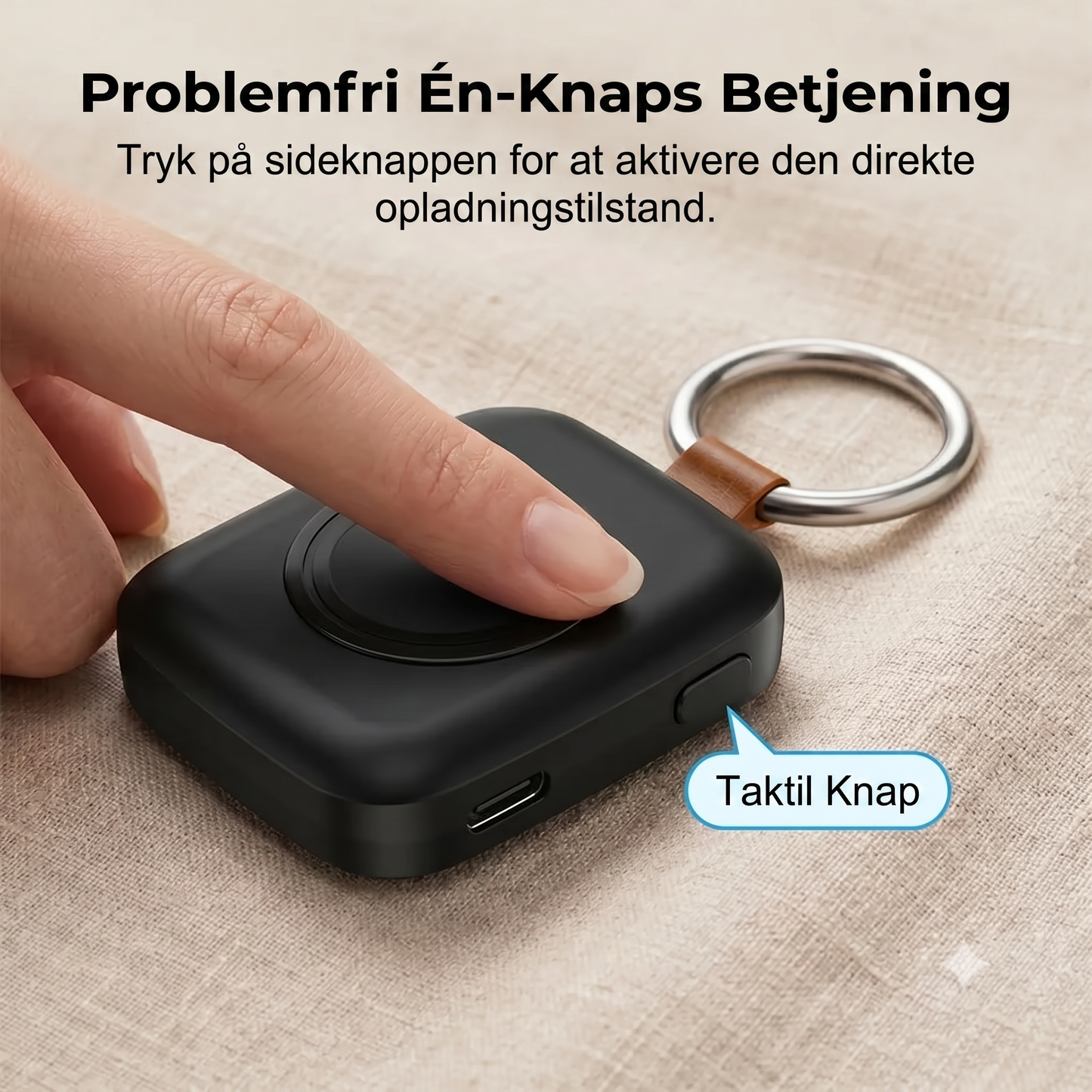 Kompakt magnetisk 1200 mAh smartwatch powerbank med nøglering
