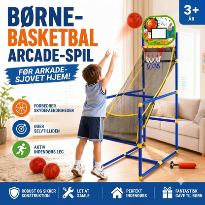 Indendørs basketballsæt med fire bolde og automatisk boldretur