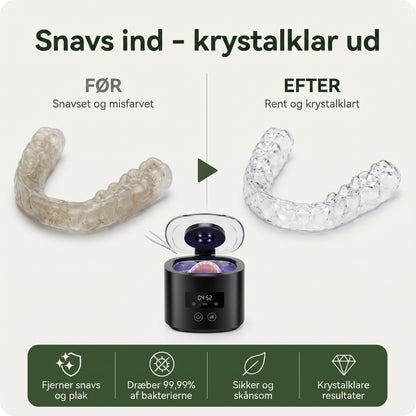 Genopladelig ultralydsrenser til bideskinner og retainere