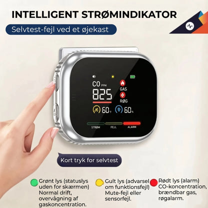 6-i-1 smart sikkerhedsdetektor til CO-gas og røg