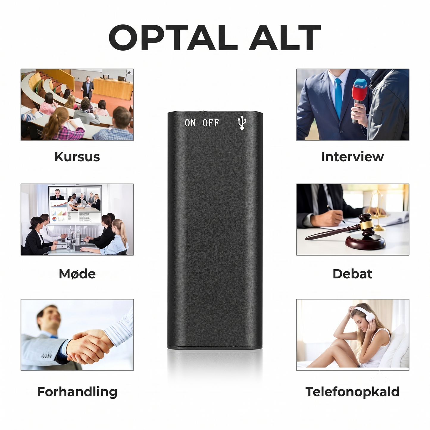 Mini stemmeoptager med lydregistrering